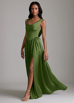 Azazie Novi Bridesmaid Dresses Juniper A-Line with Pockets Stretch Satin Dress image6