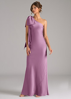 Azazie Capri Bridesmaid Dresses Wisteria Mermaid One Shoulder Stretch Satin Dress image4