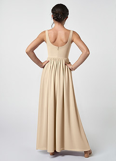 Azazie Keyla Junior Champagne A-Line Pleated Chiffon Dress image2