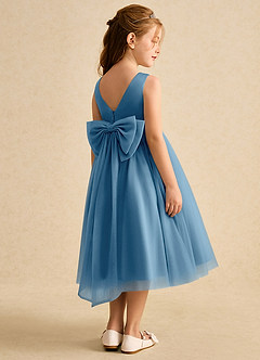Azazie Winnie Blumenmädchenkleider Ballkleid Schleifen Tüll Kleid Stahlblau image3