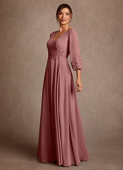 Azazie Yorba Mother of the Bride Dresses Desert Rose A-Line Lace Chiffon Dress image4