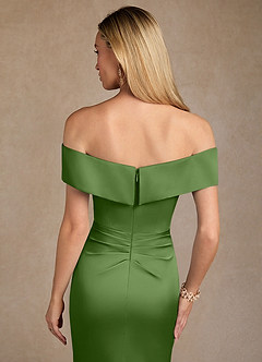 Azazie Laredo Moeder van de bruid jurken Zeemeermin Jurk van Stretch Satijn Off the Shoulder Basilicum image7