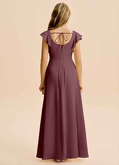 Azazie Bondi Junior Sangria A-Line Side Slit Stretch Satin Dress image2