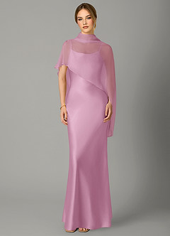 Azazie Jaleesa Robes de demoiselle d'honneur Robe Trapèze en Satin extensible Col haut Rose Bonbon image1