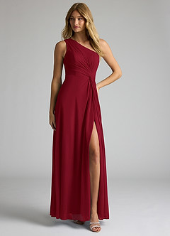 Azazie Brooke Brautjungfernkleider A-Linie One-Shoulder Gittergewebe Kleid Burgunderrot image3