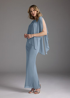 Azazie Aspyn Mère de la mariée Robes Robe Fourreau en Maille Perlé Bleu Poussiéreux image11