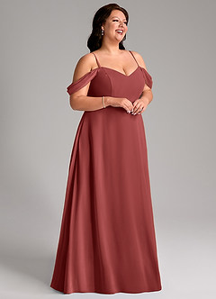 Azazie Marley Robes de demoiselle d'honneur Robe Trapèze Convertible en Mousseline de soie Épaules dénudées Terracotta image15