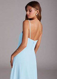 Azazie Wren Bridesmaid Dresses Sky Blue A-Line Side Slit Chiffon Convertible Dress image8