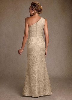 Azazie Joylin Mother of the Bride Dresses Champagne Trumpet One Shoulder Floral Burnout Dress image2