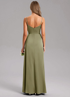 Azazie Azuree Bridesmaid Dresses Pistachio A-Line Pleated Stretch Satin Dress image8