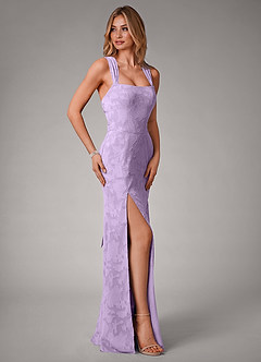 Azazie Luci Bridesmaid Dresses Lilac Mermaid Pleated Floral Burnout Convertible Dress image7