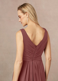 Azazie Evy Mother of the Bride Dresses Desert Rose A-Line Pleated Stretch Chiffon Dress image5