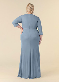 Azazie Rosena Mother of the Bride Dresses Dusty Blue Sheath Pleated Mesh Dress image8