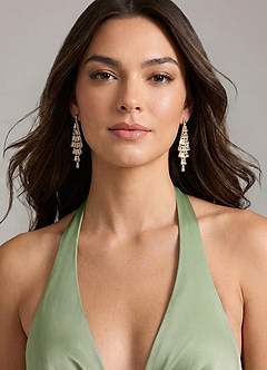 front Zirconia Tassel Drop Earrings