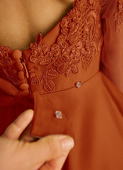 Azazie Precious Flower Girl Dresses Paprika A-Line Lace Tulle Dress image6
