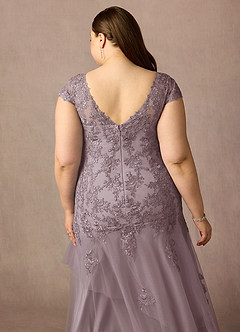 Azazie Romy Mother of the Bride Dresses Dusk Mermaid V-Neck Sequins Tulle Dress image12