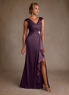 Azazie Santa Monica Mother of the Bride Dresses Plum A-Line Lace Dress image1