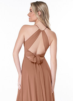 Azazie Evalleen Bridesmaid Dresses Bronzer A-Line Pleated Chiffon Dress image3