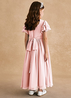 Azazie Ali Flower Girl Dresses Blushing Pink A-Line Pleated Chiffon Dress image2