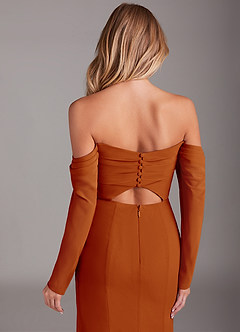 Azazie Hallie Bridesmaid Dresses Paprika Mermaid Long Sleeve Chiffon Dress image7