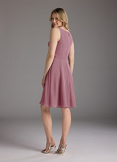 Azazie Shirley Mother of the Bride Dresses Vintage Mauve A-Line Scoop Pleated Chiffon Dress image7