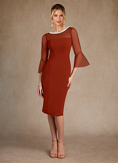 Azazie Bellevue Mother of the Bride Dresses Rust Sheath Beaded Stretch Crepe Dress image1