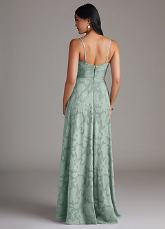 Azazie Moira Bridesmaid Dresses Agave A-Line Side Slit Floral Burnout Dress image2