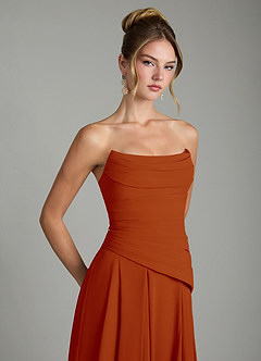 Azazie Gabriela Brautjungfernkleider A-Linie Korsett Chiffon Kleid Paprika image10