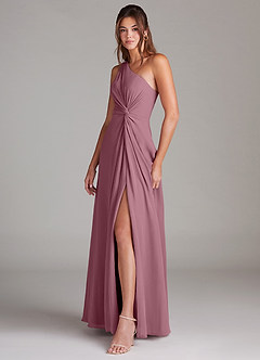 Azazie Brooke Bridesmaid Dresses Vintage Mauve A-Line One Shoulder Chiffon Dress image5