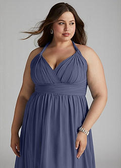 Azazie Ashia Final Sale Stormy A-Line Pleated Chiffon Dress image10