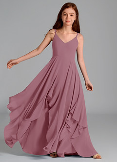 Azazie Karan Junior A-Linie Chiffon Kleid Vintage Mauve image1