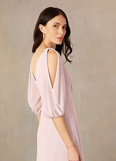Azazie Bronwyn Mother of the Bride Dresses Blushing Pink A-Line V-Neck Ruched Chiffon Dress image5