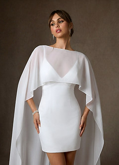 Azazie Caity Wedding Dresses Diamond White Sheath Stretch Satin Dress image2