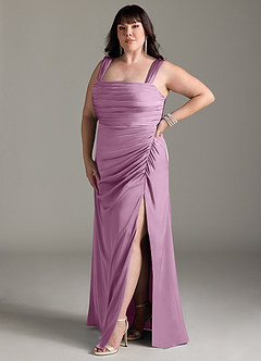 Azazie Jesaphine Bridesmaid Dresses Wisteria Sheath Bow Stretch Satin Dress image11