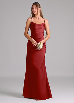 Azazie Lucille Abiti da Damigella Abito Convertibile Sirena in Raso Elasticizzato Senza Cinturino Melograno image7