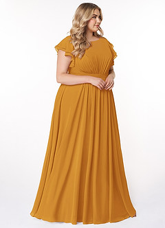 Azazie Daphne Modest Bridesmaid Dresses A-Line Ruffled Chiffon Floor-Length Dress image9