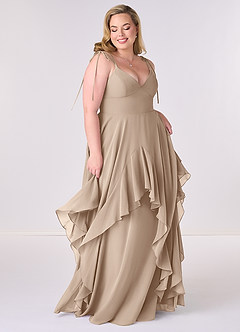 Barbie ♥ Azazie Bridesmaid Dresses Taupe A-Line Bow Chiffon Dress image6