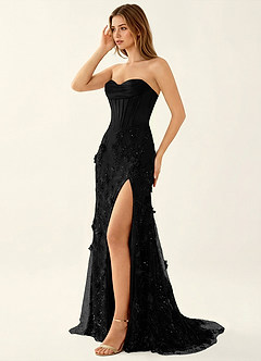 Iliana Black 3D Flower Beaded Corset Dress image3