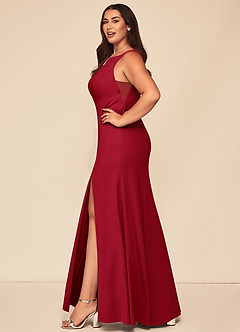 Azazie Rogue Bridesmaid Dresses Scarlet Mermaid Scoop Side Slit Stretch Crepe Dress image9