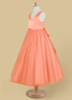 Azazie Marybell Flower Girl Dresses Sunset A-Line Bow Tulle Dress image7