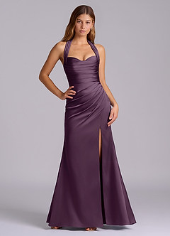 Azazie Destiny At-home Try On Dresses Sangria Mermaid Sweetheart Neckline Stretch Satin Dress image6