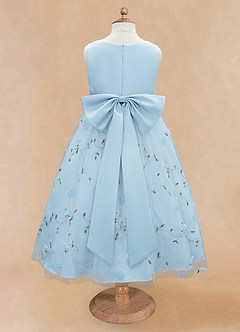 Azazie Pollie Robe Demoiselle D'honneur Fillette Robe Trapèze en Tulle Arc Bleu Ciel image12