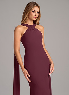 Azazie Kinsley Bridesmaid Dresses Cabernet Mermaid Pleated Chiffon Dress image7