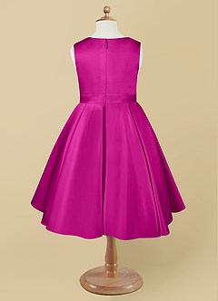Azazie Coco Flower Girl Dresses Fuchsia A-Line Bow Matte Satin Dress image6