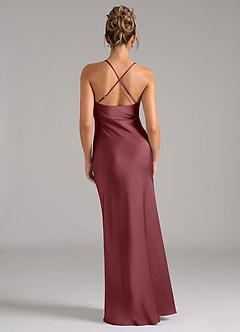 Azazie Tianna Bridesmaid Dresses Desert Rose A-Line Stretch Satin Dress image2