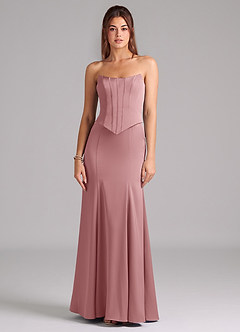 Azazie Ximena Bridesmaid Dresses Dusty Rose Mermaid Corset Stretch Satin Convertible Dress image3