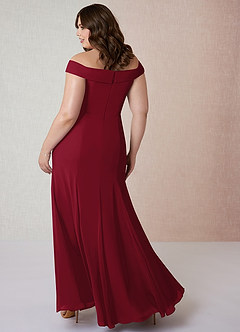 Azazie Lecia Bridesmaid Dresses Burgundy Empire Off-The-Shoulder Pleated Chiffon Convertible Dress image9