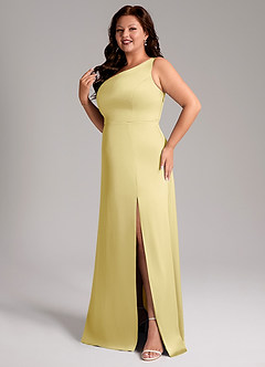 Azazie Phaedra Vestidos de madrinha de casamento Vestido Sorvete De Limão de Cetim elástico de Linha A com Um ombro image12