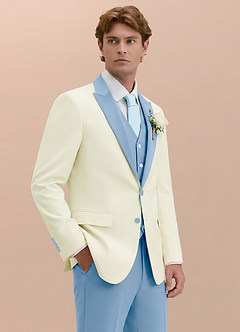 front Adrian Sky Blue Shawl Lapel Structured Stretch Tuxedo Jacket