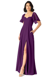 Azazie Chloe Bridesmaid Dresses Grape A-Line Sweetheart Neckline Chiffon Dress image5